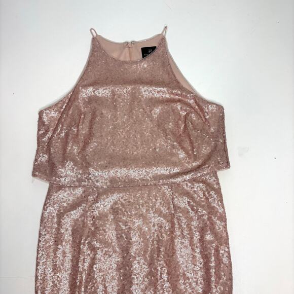 Adrianna Papell Blush Sequin Popover Sleeveless Maxi Gown 6 - Picture 3 of 11